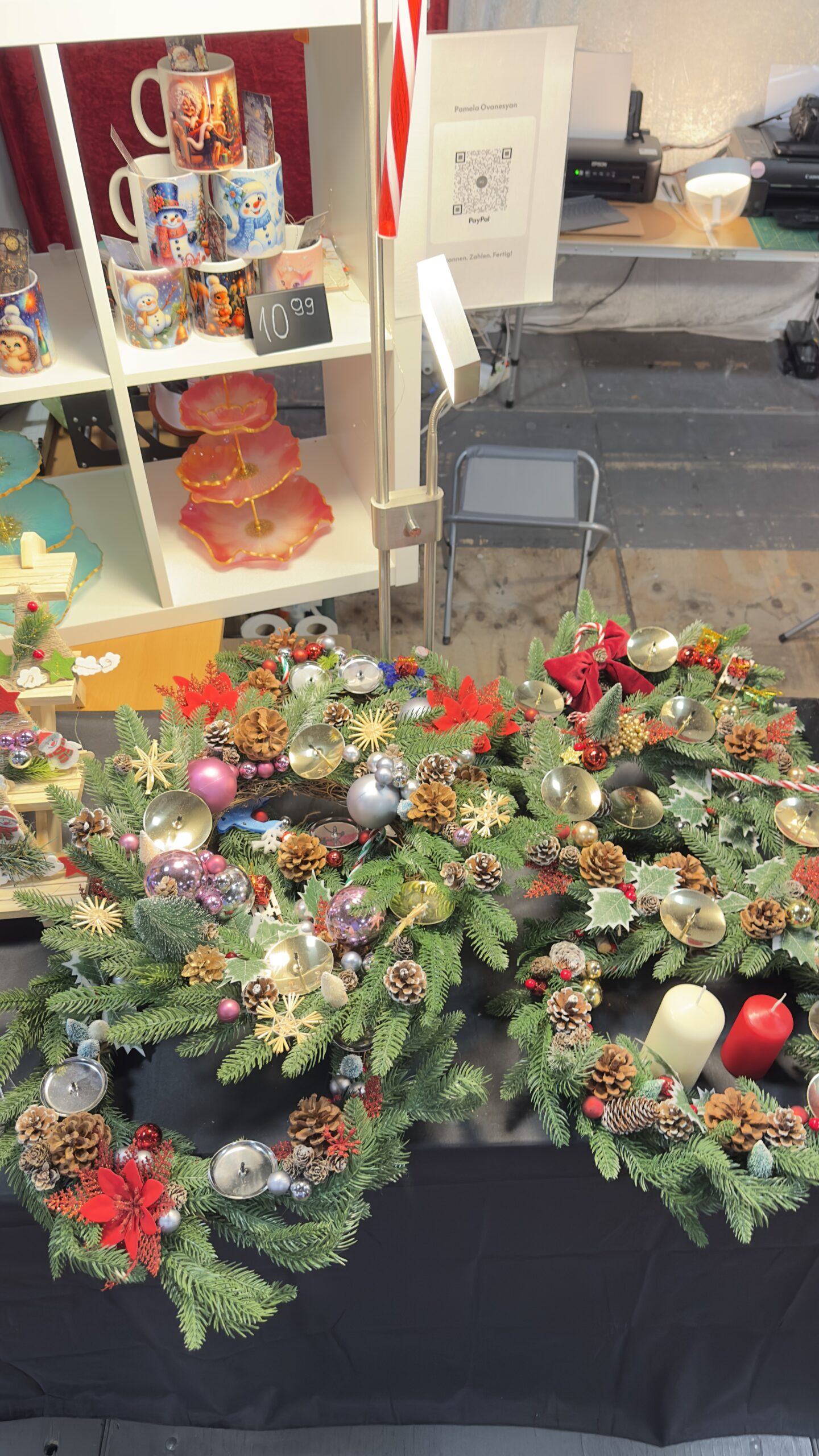 Handgemachter Adventskranz mit Kerzen – Bild 3