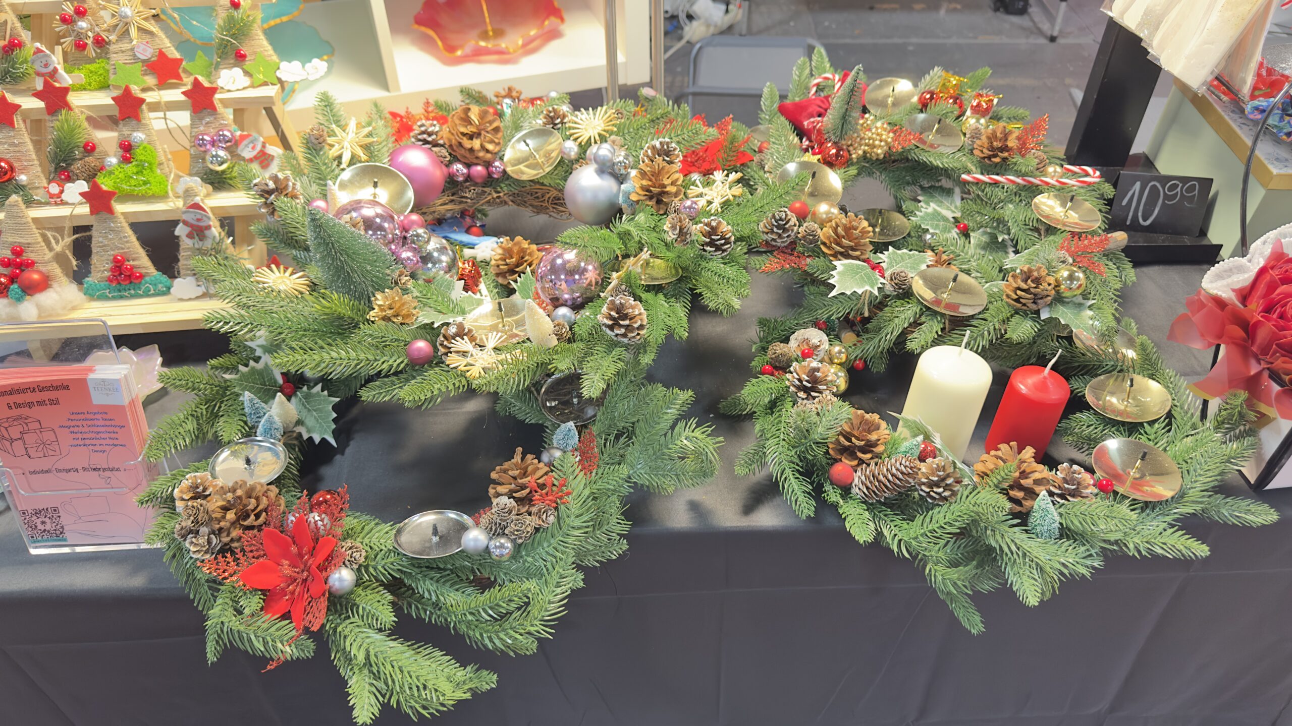 Handgemachter Adventskranz mit Kerzen – Bild 4
